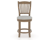 Canadel Champlain Upholstered Counter Stool 8232 in 7C Fabric and 25 Pecan Washed and Swivel Base, front view