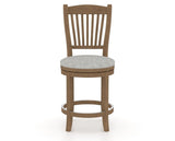 Canadel Upholstered Counter Stool 8232 in 7C Fabric and 25 Pecan Washed and Swivel Base, front view