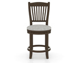 Canadel Upholstered Counter Stool 8232 in 7C Fabric and 29 Hazelnut Washed and Swivel Base, front view