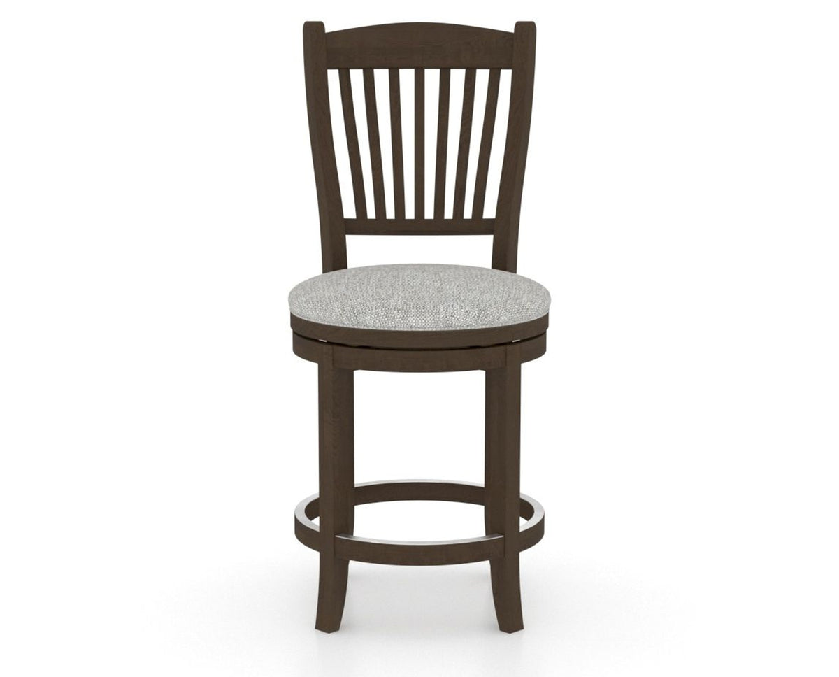 Canadel Upholstered Counter Stool 8232 in 7C Fabric and 29 Hazelnut Washed and Swivel Base, front view