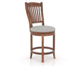 Canadel Champlain Upholstered Counter Stool 8232 in 7C Fabric and 33 Spice Washed and Swivel Base, three-quarter view