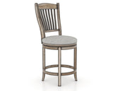 Canadel Champlain Upholstered Counter Stool 8232 in 7C Fabric and 72 Heritage Nature and Swivel Base, three-quarter view