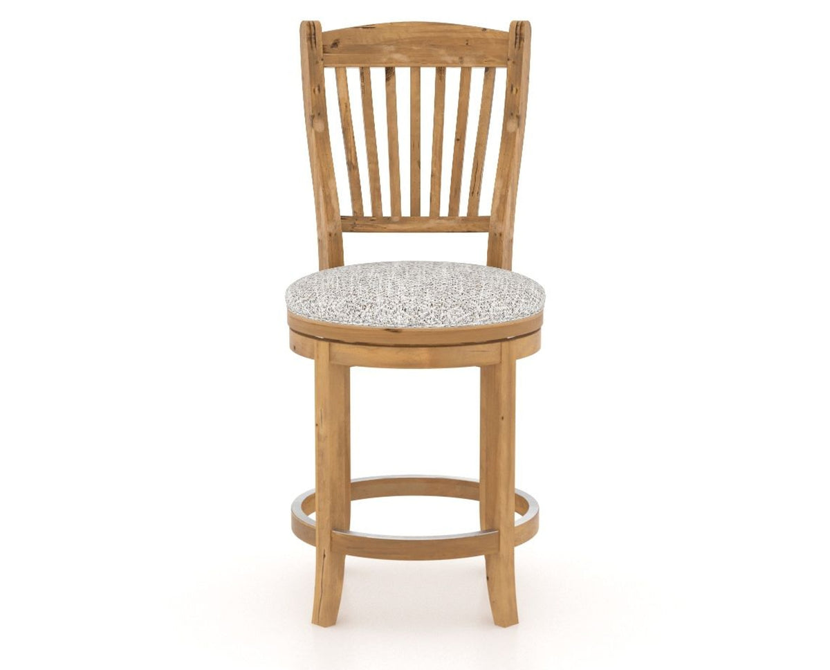 Canadel Champlain Upholstered Counter Stool 8232 in FP Crypton® and 01 Honey Washed and Swivel Base, front view
