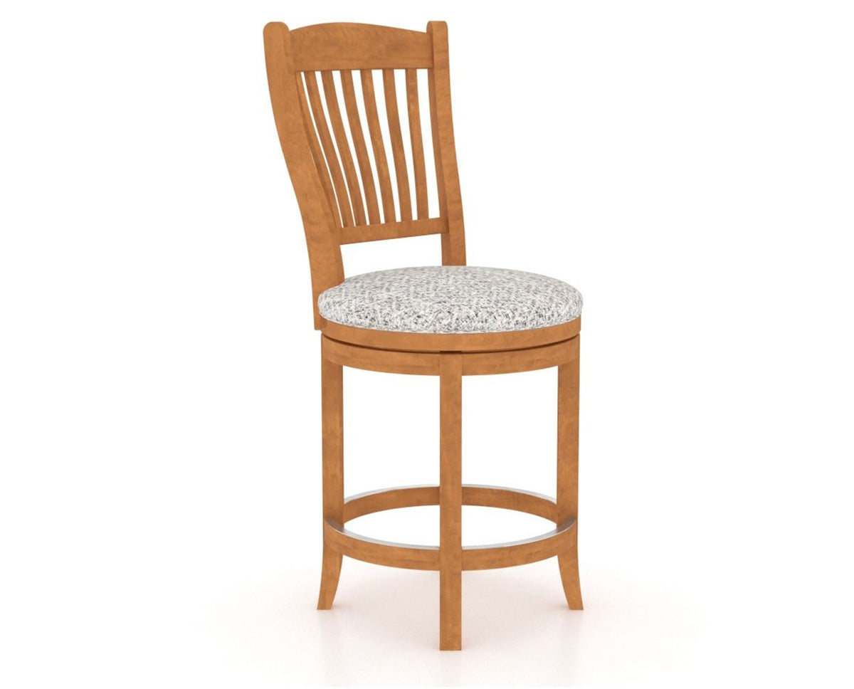 Canadel Upholstered Counter Stool 8232 in FP Crypton® and 01 Honey Washed and Swivel Base, three-quarter view