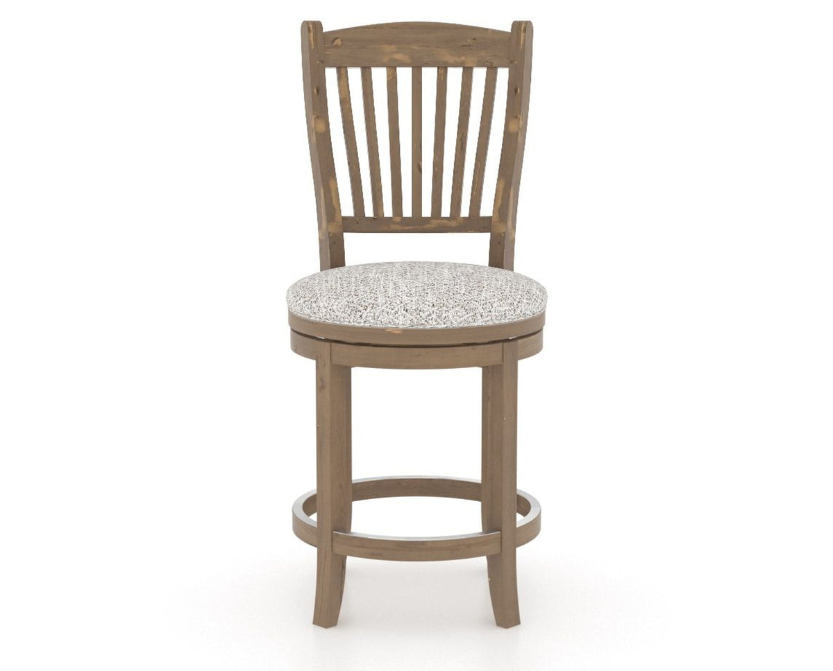 Canadel Champlain Upholstered Counter Stool 8232 in FP Crypton® and 25 Pecan Washed and Swivel Base, front view