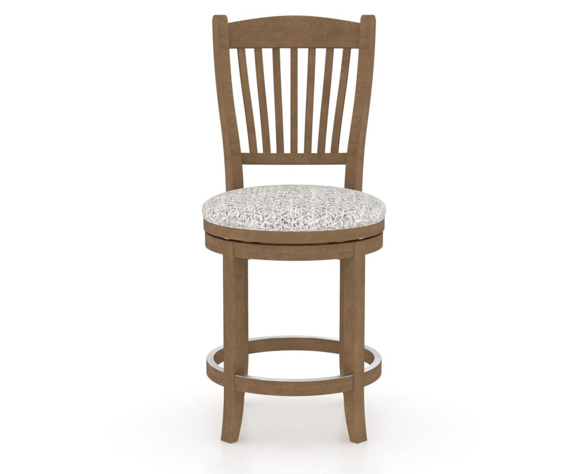 Canadel Upholstered Counter Stool 8232 in FP Crypton® and 25 Pecan Washed and Swivel Base, front view