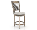 Canadel Champlain Upholstered Counter Stool 8232 in FP Crypton® and 72 Heritage Nature and Swivel Base, three-quarter view