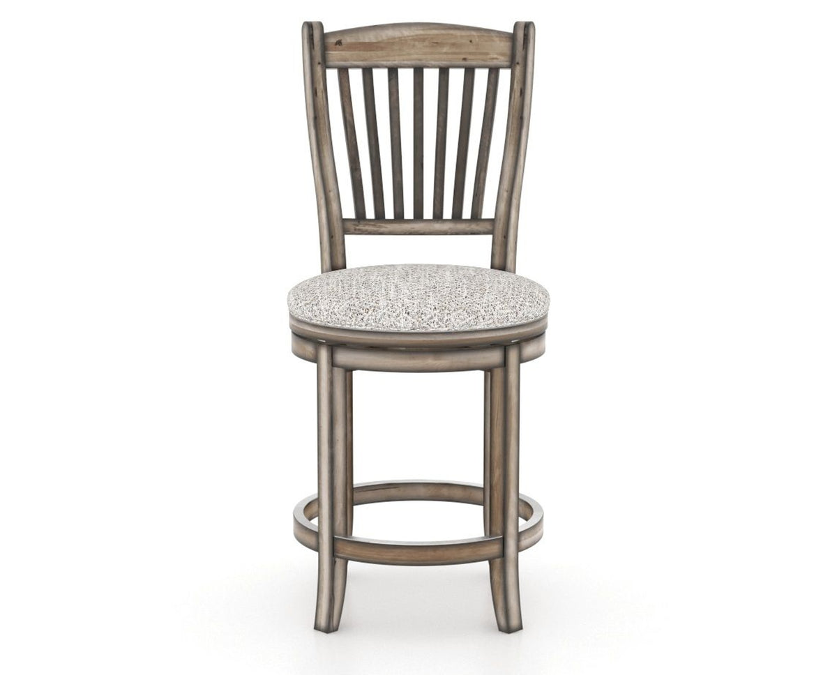 Canadel Champlain Upholstered Counter Stool 8232 in FP Crypton® and 72 Heritage Nature and Swivel Base, front view