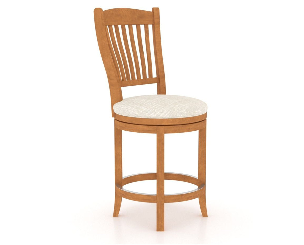 Canadel Upholstered Counter Stool 8232 in FT InsideOut® and 01 Honey Washed and Swivel Base, three-quarter view