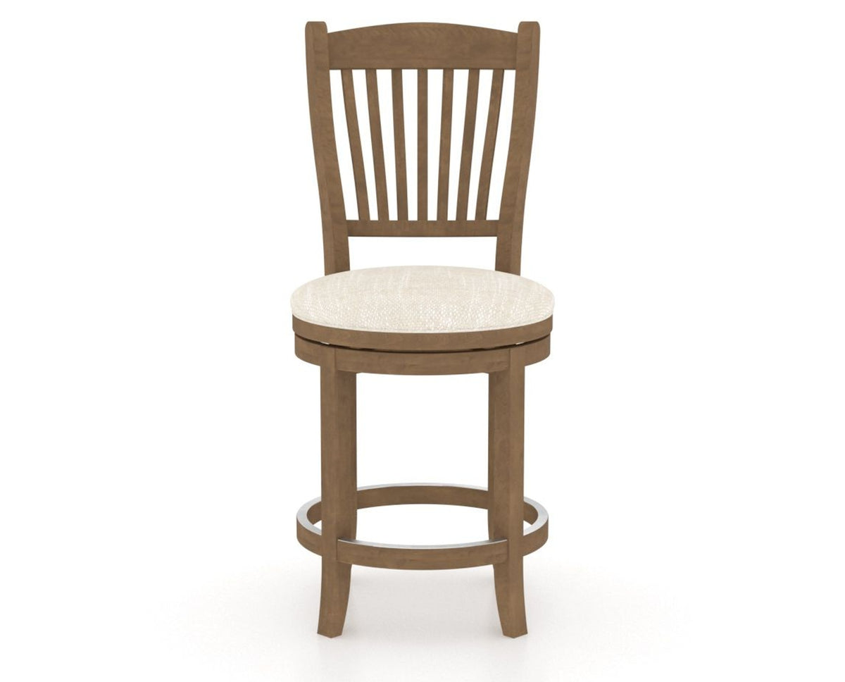 Canadel Upholstered Counter Stool 8232 in FT InsideOut® and 25 Pecan Washed and Swivel Base, front view