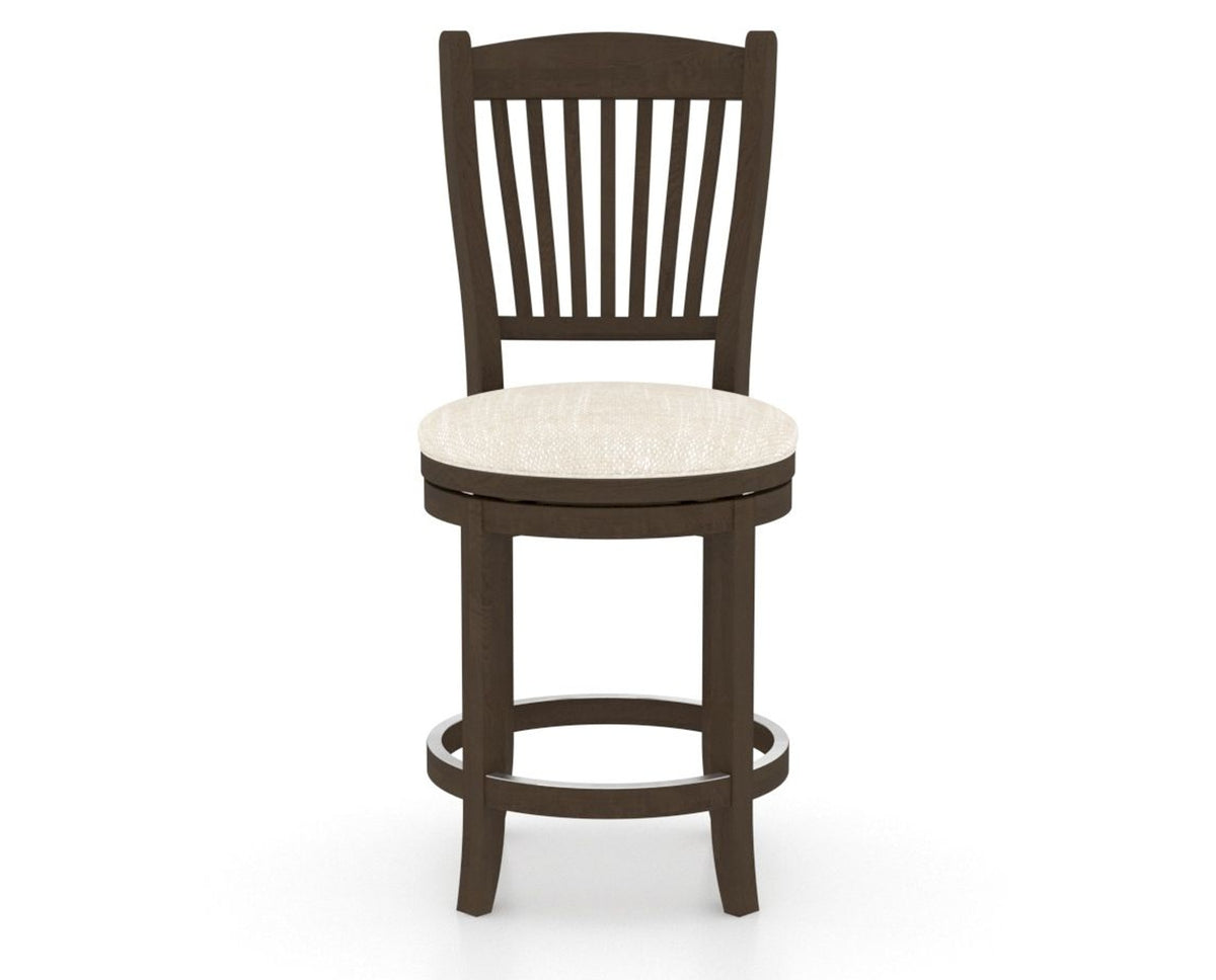 Canadel Upholstered Counter Stool 8232 in FT InsideOut® and 29 Hazelnut Washed and Swivel Base, front view