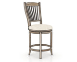 Canadel Champlain Upholstered Counter Stool 8232 in FT InsideOut® and 72 Heritage Nature and Swivel Base, three-quarter view