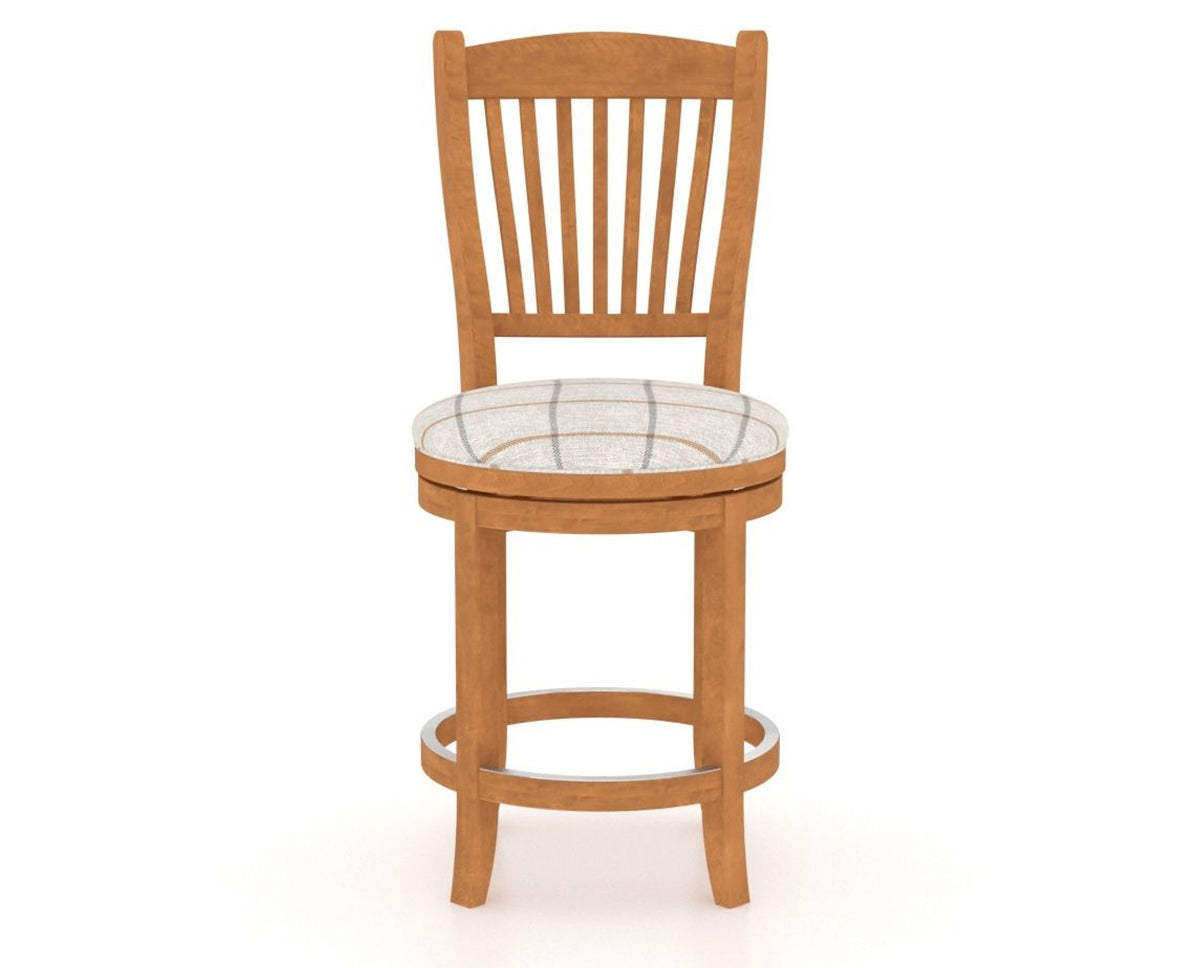 Canadel Upholstered Counter Stool 8232 in OZ Fabric and 01 Honey Washed and Swivel Base, front view