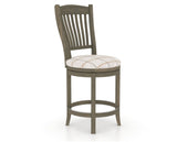 Canadel Upholstered Counter Stool 8232 in OZ Fabric and 08 Shadow and Swivel Base, three-quarter view