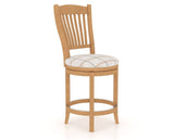 Canadel Upholstered Counter Stool 8232 in OZ Fabric and 20 Caramel Washed and Swivel Base, three-quarter view