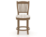 Canadel Upholstered Counter Stool 8232 in OZ Fabric and 25 Pecan Washed and Swivel Base, front view