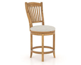 Canadel Champlain Upholstered Counter Stool 8232 in TB Fabric and 01 Honey Washed and Swivel Base, three-quarter view