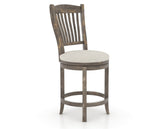 Canadel Champlain Upholstered Counter Stool 8232 in TB Fabric and 08 Shadow and Swivel Base, three-quarter view