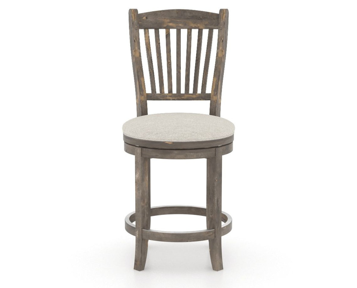 Canadel Champlain Upholstered Counter Stool 8232 in TB Fabric and 08 Shadow and Swivel Base, front view