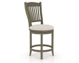 Canadel Upholstered Counter Stool 8232 in TB Fabric and 08 Shadow and Swivel Base, three-quarter view
