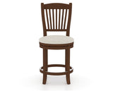 Canadel Upholstered Counter Stool 8232 in TB Fabric and 19 Cognac Washed and Swivel Base, front view