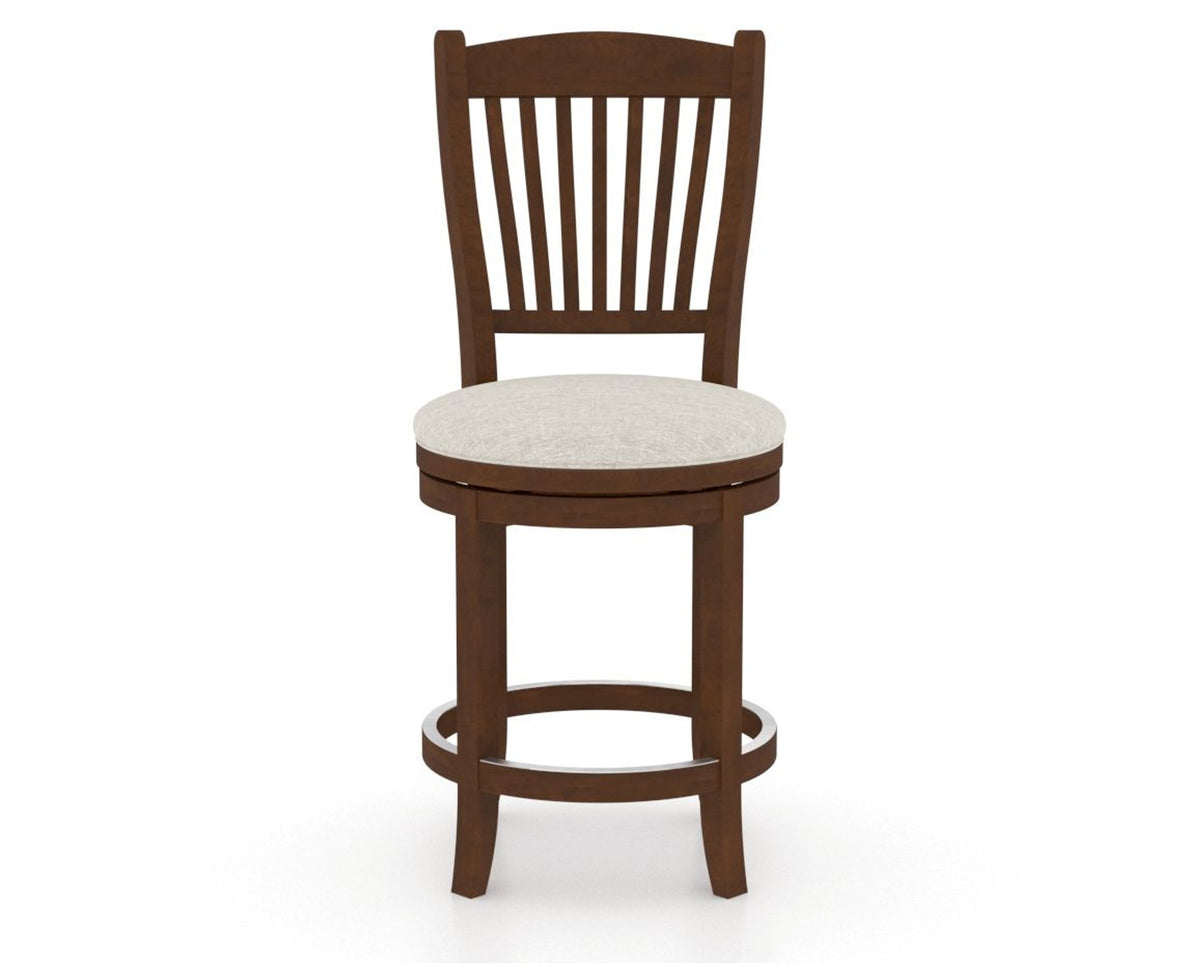 Canadel Upholstered Counter Stool 8232 in TB Fabric and 19 Cognac Washed and Swivel Base, front view