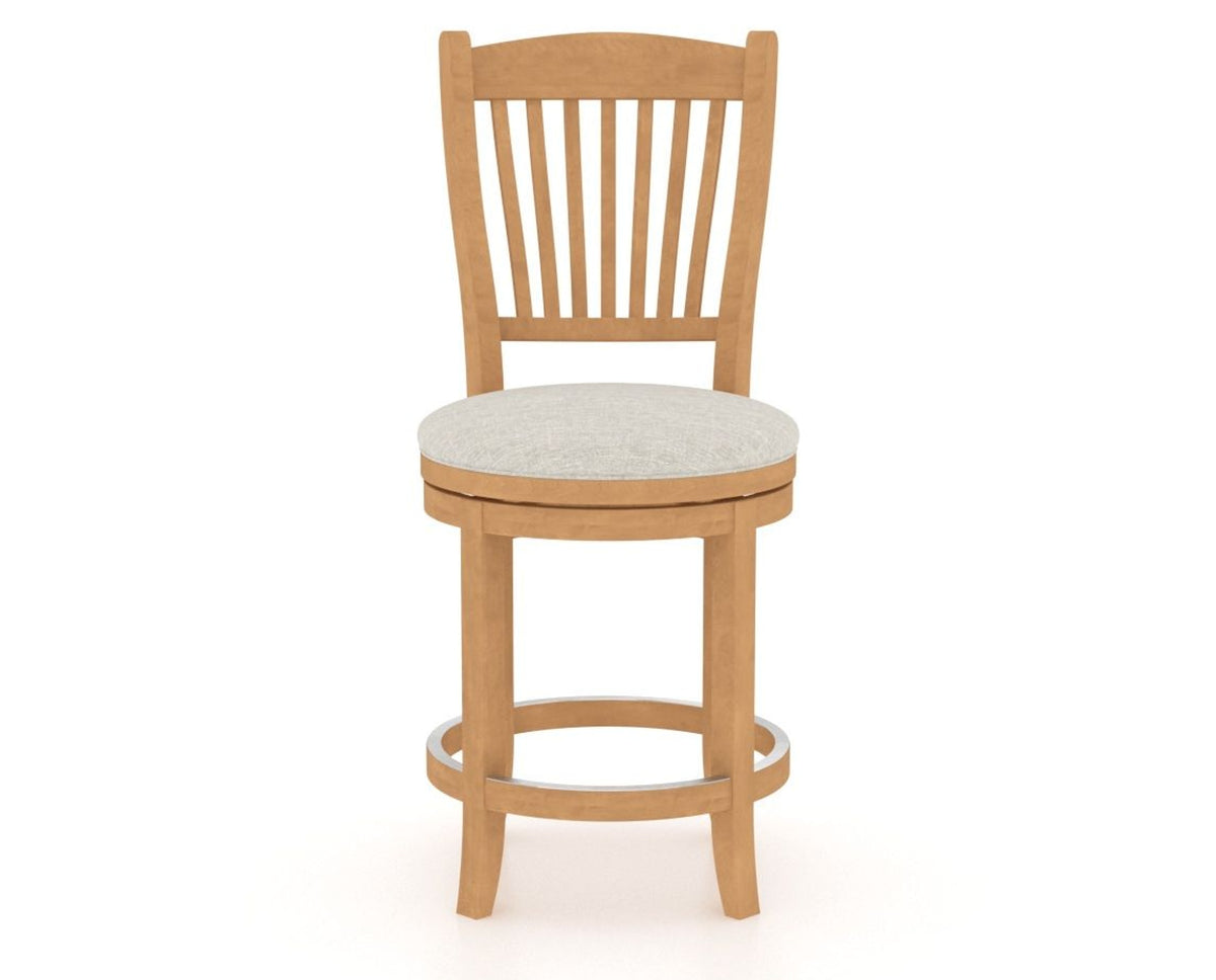 Canadel Upholstered Counter Stool 8232 in TB Fabric and 20 Caramel Washed and Swivel Base, front view
