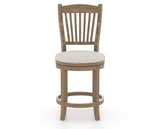 Canadel Champlain Upholstered Counter Stool 8232 in TB Fabric and 25 Pecan Washed and Swivel Base, front view