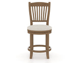Canadel Upholstered Counter Stool 8232 in TB Fabric and 25 Pecan Washed and Swivel Base, front view