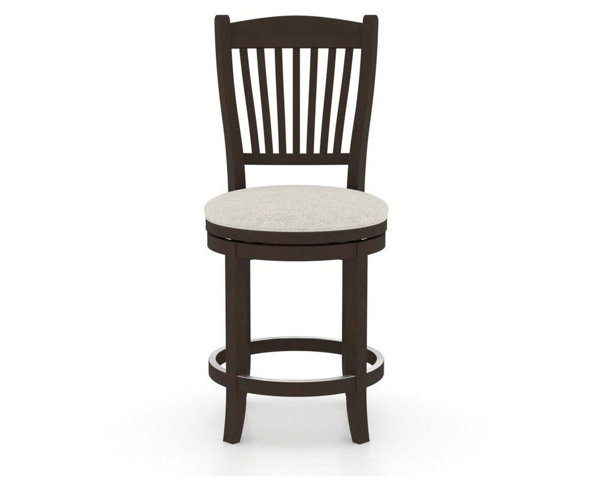 Canadel Upholstered Counter Stool 8232 in TB Fabric and 59 Davy's Grey and Swivel Base, front view