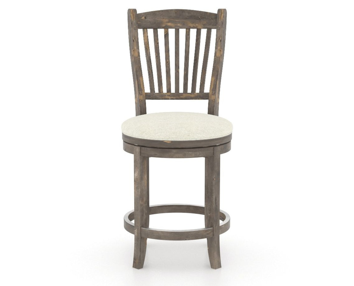 Canadel Champlain Upholstered Counter Stool 8232 in TW Fabric and 08 Shadow and Swivel Base, front view