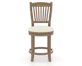 Canadel Champlain Upholstered Counter Stool 8232 in TW Fabric and 25 Pecan Washed and Swivel Base, front view