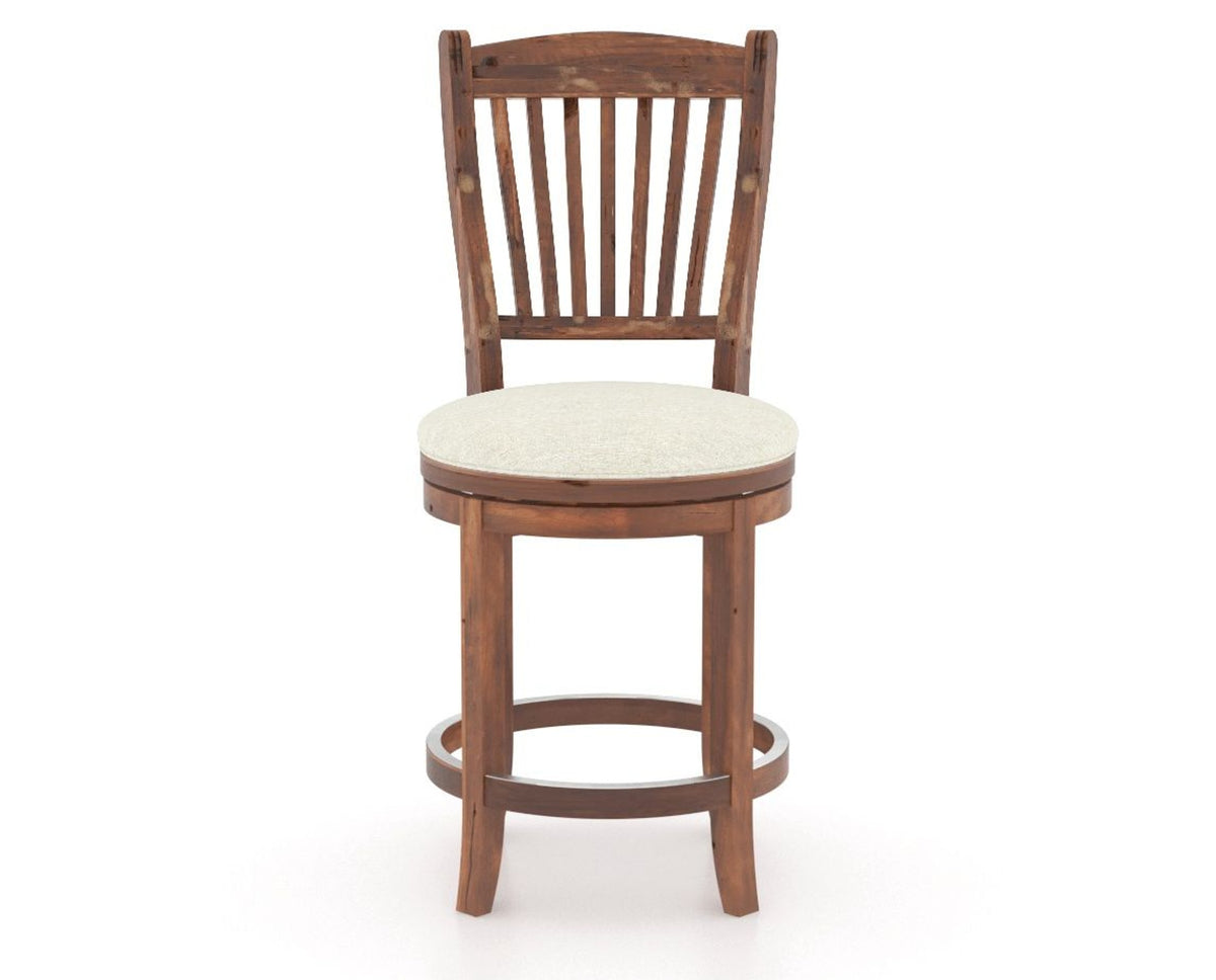 Canadel Champlain Upholstered Counter Stool 8232 in TW Fabric and 33 Spice Washed and Swivel Base, front view