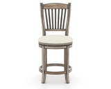 Canadel Champlain Upholstered Counter Stool 8232 in TW Fabric and 72 Heritage Nature and Swivel Base, front view