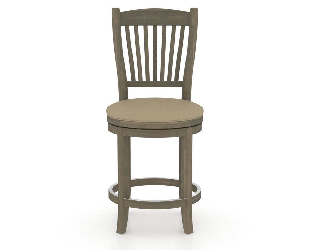 Canadel Upholstered Counter Stool 8232 in XY Faux Leather and 08 Shadow and Swivel Base, front view
