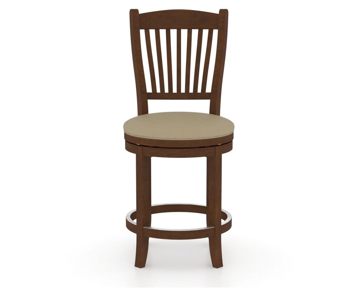 Canadel Upholstered Counter Stool 8232 in XY Faux Leather and 19 Cognac Washed and Swivel Base, front view