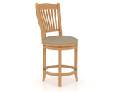 Canadel Upholstered Counter Stool 8232 in XY Faux Leather and 20 Caramel Washed and Swivel Base, three-quarter view