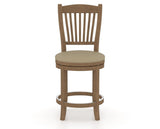 Canadel Upholstered Counter Stool 8232 in XY Faux Leather and 25 Pecan Washed and Swivel Base, front view
