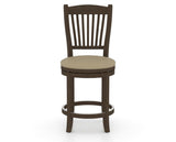 Canadel Upholstered Counter Stool 8232 in XY Faux Leather and 29 Hazelnut Washed and Swivel Base, front view