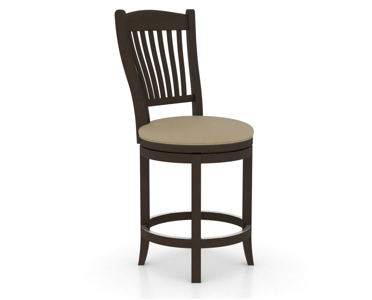 Canadel Upholstered Counter Stool 8232 in XY Faux Leather and 59 Davy's Grey and Swivel Base, three-quarter view