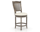 Canadel Champlain Upholstered Counter Stool 8232 in YJ Faux Leather and 08 Shadow and Swivel Base, three-quarter view