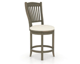 Canadel Upholstered Counter Stool 8232 in YJ Faux Leather and 08 Shadow and Swivel Base, three-quarter view