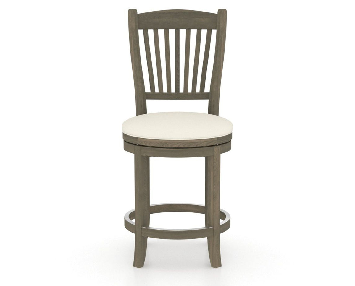 Canadel Upholstered Counter Stool 8232 in YJ Faux Leather and 08 Shadow and Swivel Base, front view