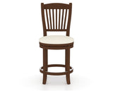 Canadel Upholstered Counter Stool 8232 in YJ Faux Leather and 19 Cognac Washed and Swivel Base, front view