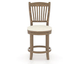 Canadel Champlain Upholstered Counter Stool 8232 in YJ Faux Leather and 25 Pecan Washed and Swivel Base, front view