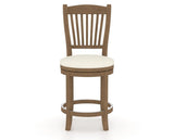 Canadel Upholstered Counter Stool 8232 in YJ Faux Leather and 25 Pecan Washed and Swivel Base, front view