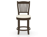 Canadel Upholstered Counter Stool 8232 in YJ Faux Leather and 29 Hazelnut Washed and Swivel Base, front view