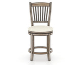 Canadel Champlain Upholstered Counter Stool 8232 in YJ Faux Leather and 72 Heritage Nature and Swivel Base, front view