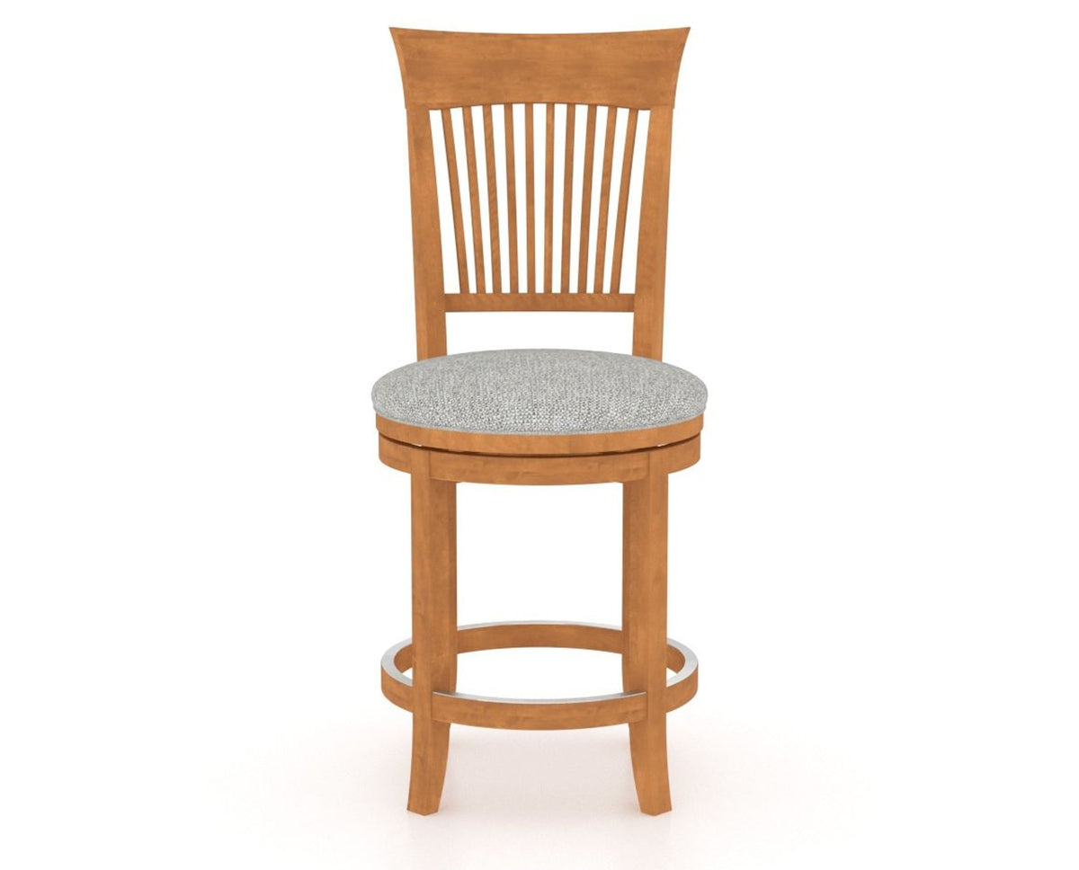 Canadel Upholstered Counter Stool 8270 in 7C Fabric and 01 Honey Washed and Swivel Base, front view