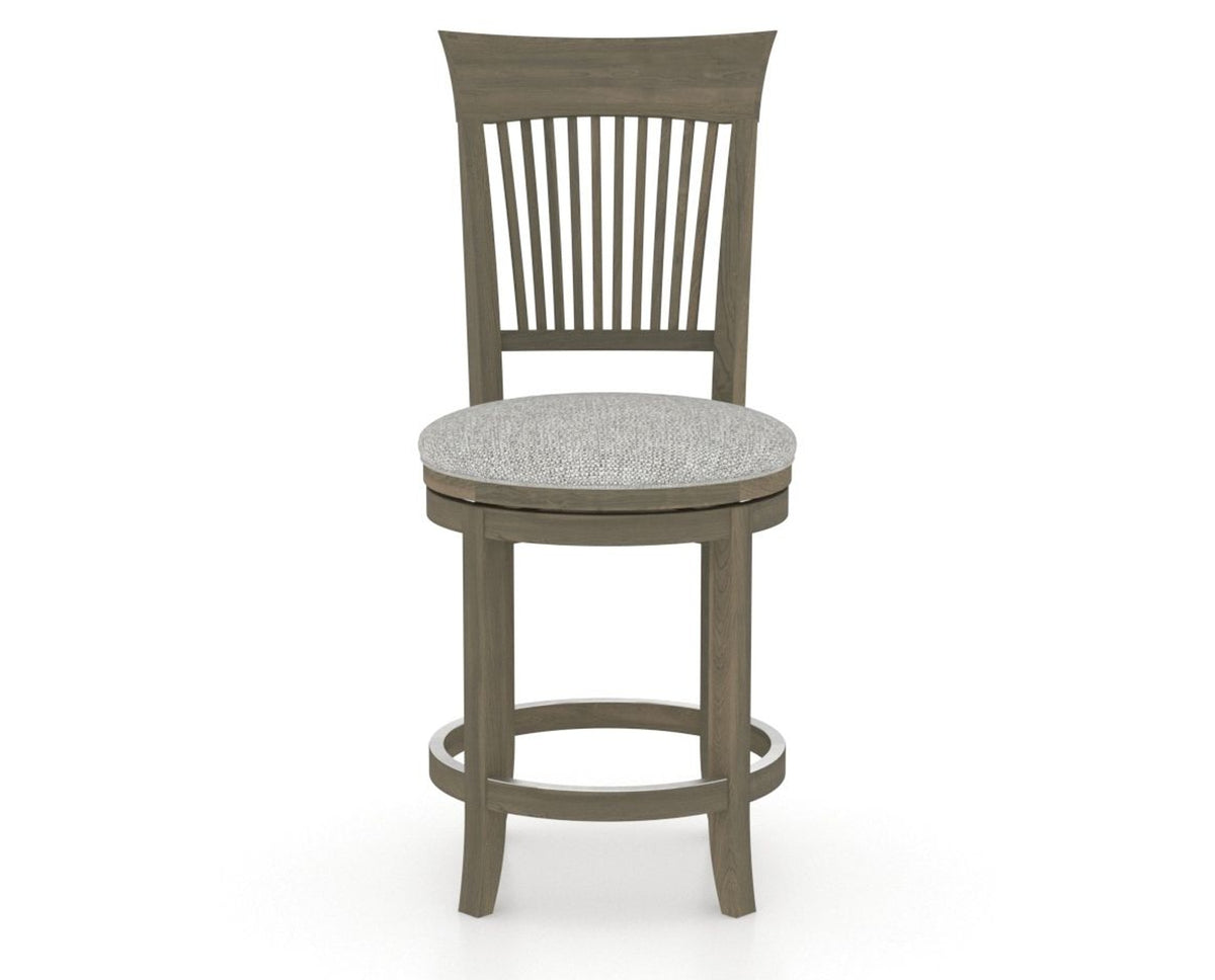 Canadel Upholstered Counter Stool 8270 in 7C Fabric and 08 Shadow and Swivel Base, front view